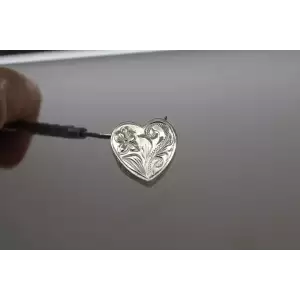 Vtg. .925 S.S. ETCHED FLORAL DESIGN SLIDE pendant