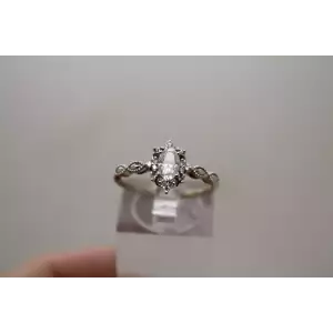 18k White Gold .50ct DIAMOND with accents FANCY BAND ring size 7.25