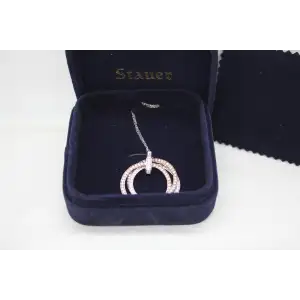 NIB STAUER .925 S.S. WHITE CRYSTALS 3 RINGS pendant necklace 18