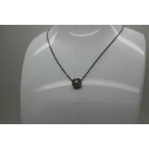 JWBR .925 S.S. DIAMOND DOUBLE HALO SQUARE pendant necklace