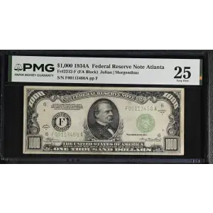 $1,000 1934-A.  High Denomination Notes 2212-F (2)