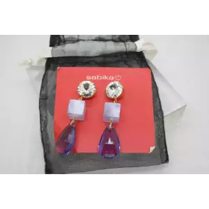 SABIKA SHADES of PURPLE TEARDROP CLEAR GEMSTONE Dangle