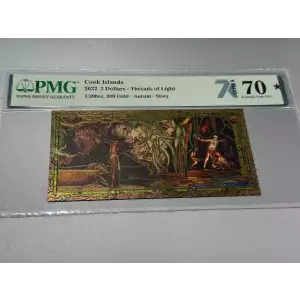 Cook Islands 2 Dollar 1/200th oz Aurum Gold Note (24k) Threads Of Light Story (2)