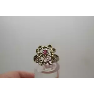 Vtg. AVON Vermeil .925 S.S. PINK SAPPHIRE OPENWORK ring size 4.75