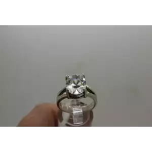 Vtg. .925 S.S. Large Oval CLEAR STONE SPLIT SHANK ring size 7.75