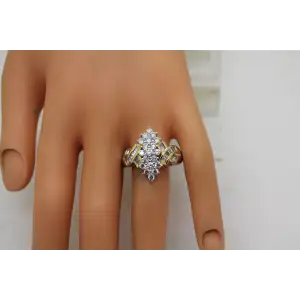 PAJ PRIME ARTS & JEWEL.925 S.S. CZ CLUSTER gold acc. size 12.25 #