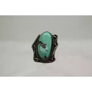 .925 Sterling Silver OLD PAWN ROPE SWIRL TURQUOISE ring size 5.5