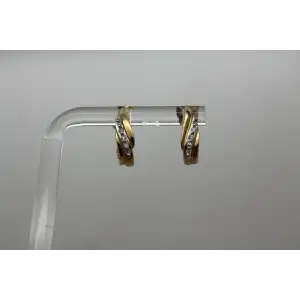 Signed 10k Y.G. DIAMOND ACCENT WAVY HALF HOOP earrings #