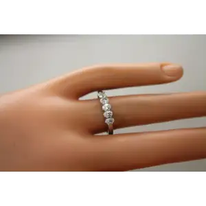 Signed BBJ .925 S.S. Oval Cut CZ 5 STONE BAND ring size 7.75