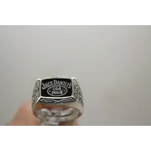 .925 S.S. R&C 2003 JD ONYX JACK DANIEL'S OLD NO. 7 men's ring size 11.75