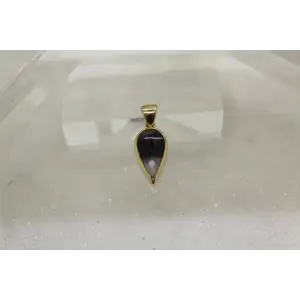 Signed CWS 14k Y.G. NATURAL CUT AMETHYST TEARDROP pendant