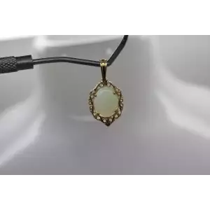 Signed 14k Yellow Gold Large OPAL in a FILIGREE Setting Pendant