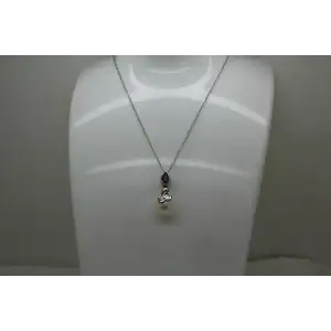 Signed DSL .925 S.S. PEARL & AMETHYST FANCY pendant necklace
