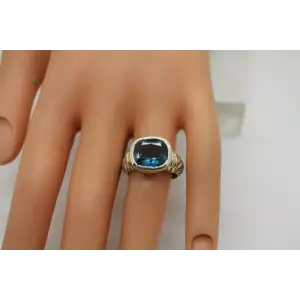 Signed .925 S.S. LONDON BLUE TOPAZ TWISTED CABLE ring size 6.75 #