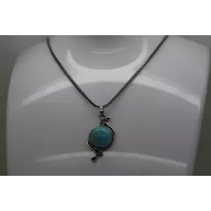 .925 Sterling Silver TURQUOISE pendant on WHEAT LINK 24