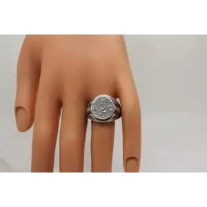 .925 S.S. 1942 S NETHERLAND EAST INDIES 1/10 GULDEN coin ring size 10.5