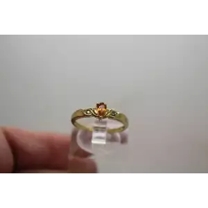 10k Yellow Gold CITRINE & DIAMOND accent SWIRL BAND ring size 7