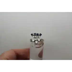 FC 14k W.G. .33ctw DIAMOND &  TOPAZ UNIQUE DESIGN ring size 6 #