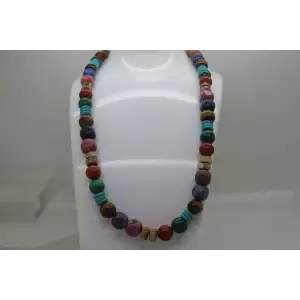 .925 Sterling Silver MULTI-GEMSTONE BEADED necklace 20