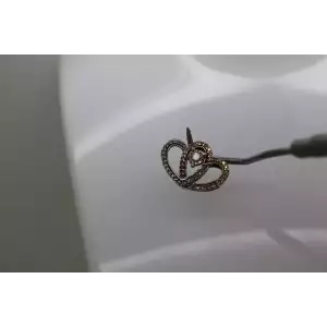 Signed IKS 10k WHITE & ROSE GOLD DIAMOND DOUBLE HEART pendant