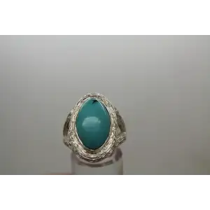 Signed BJ .925 S.S. TURQUOISE SPLIT SHANK ring size 9.75