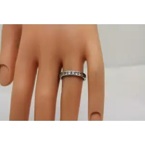 PAJ PRIME ARTS & JEWEL .925 S.S. CLEAR CZ ETERITY BAND ring size 7