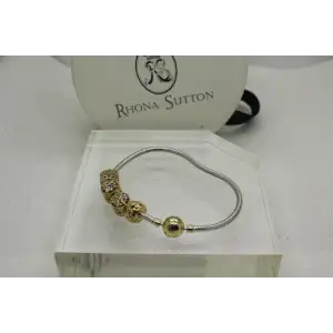 RHONA SUTTON .925 S.S. VERMEIL CZ CHARM BRACELET 7.5