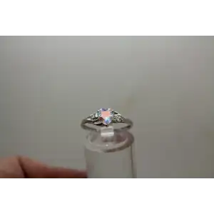 Signed 14k W.G. Heart Cut Treated WHITE TOPAZ & CZ ring size 6.75