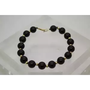 14k Yellow Gold GOLD & BLACK ONYX BEADED bracelet 7