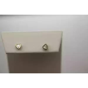 14k Yellow Gold Heart Cut CZ  HEART DESIGN STUD earrings