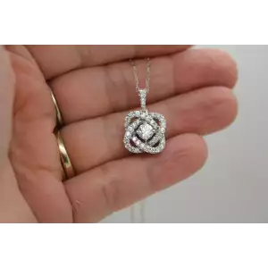 14k White Gold .33ct Center & .64ctw accent DIAMOND KNOT DESIGN Necklace