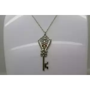 RARE C.Co. COLEMAN .925 12k BLACK HILLS GOLD SKELETON KEY necklace 18