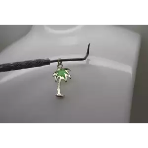 .925 S.S. TRANSPARENT GREEN ENAMEL PALM TREE charm