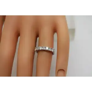 Signed .925 S.S. Round Cut WHITE STONE ANNIVERSARY BAND size 5 #