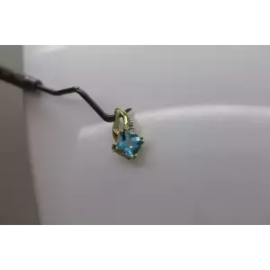 10k Yellow Gold BLUE TOPAZ w/ accent DIAMOND FANCY DESIGN pendant