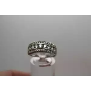 Signed FC .925 S.S. SUPER SPARKLY CZ 3 ROW BAND ring size 8