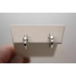 14k White Gold Round Cut .50ctw DIAMOND DROP SNAP BACK earrings