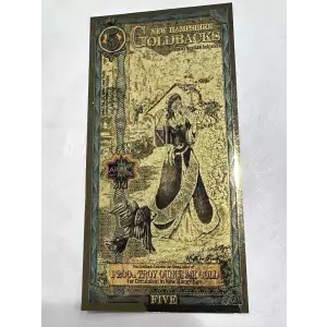 5 NEW HAMPSHIRE Goldback 1/200th oz Aurum Gold Note (24k)  