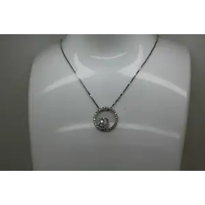 14k W.G. .46ctw DIAMOND SWIRL CIRCLE PENDANT necklace