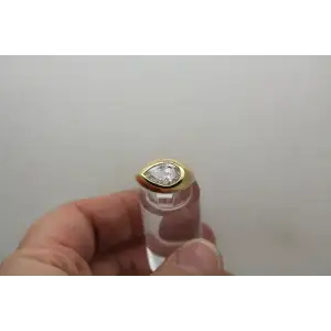 14k Y.G. Pear Cut 2.0ct MOISSANITE DESIGNER ring size 3.5 #