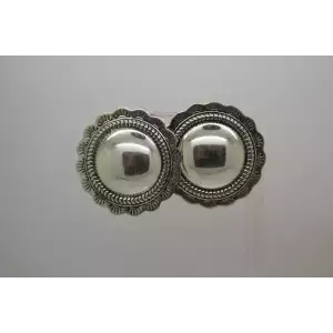 Vtg. .925 S.S. FEATHER ROPE SOUTHWESTERN DESIGN DOME BUTTON earrings