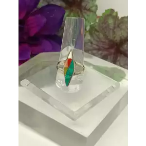 Signed CYL Southwest Style Multi Gem Inlay 925 Sterling Silver Unique Ring (3)