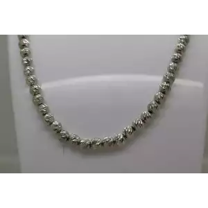 Vtg. .925 S.S. SPARKLE CUT TEXTURED BEAD necklace 24