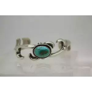 .925 Sterling Silver TURQUOISE SWIRL DESIGN CUFF bracelet 6