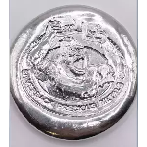 10 oz .999 Fine Silver Round Silverback Precious Metals Poured Button