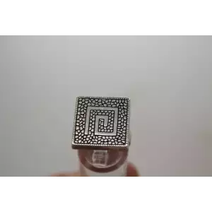 Vintage .925 S.S. DOUBLE SIDED PEBBLE GREEK KEY DESIGN ring sz 7.25