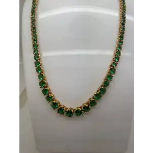 Gold Over .925 S.S. GRADUATING GREEN CZ TENNIS necklace 18