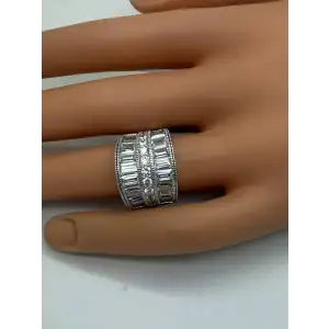 PAJ PRIME ARTS & JEWELS .925 S.S. STUNNING CZ WIDE BAND ring size 6