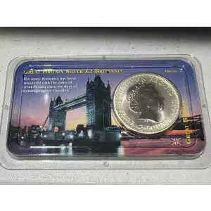 LITTLETON HOLDER 1999 1 oz .999 Fine Silver Britannia British 2 Pounds Coin