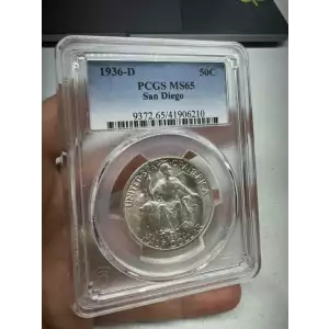 1936 D 50C San Diego PCGS MS65 Pacific Commemorative Silver Half Dollar